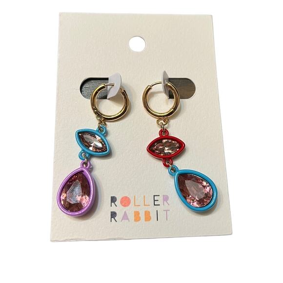 ROLLER RABBIT Galena Earring Dangle Drop Blue Stone NEW - Picture 3 of 4